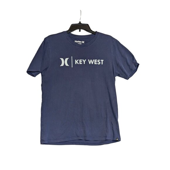 Hurley Key West T-Shirt Medium Dri-Fit Blue Short Sleeve Crew Neck Mens Tee - Picture 1 of 6